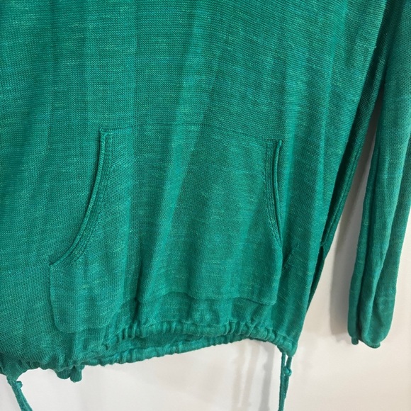 Free People Optimistic Green Side Tie Knit V-Neck Pullover Hoodie small - Picture 3 of 11